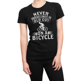 Never Underestimate An Old Guy On A Bicycle Organic Womens T-Shirt
