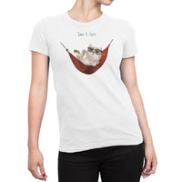 
              Take It Easy Cat Hammock Design Organic Womens T-Shirt
            