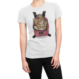 Cat Say Cheese In Backpack Organic Womens T-Shirt