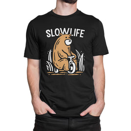Slow Life Sloth Design Organic Mens T-Shirt