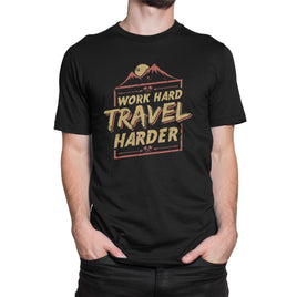 Work Hard Travel Harder Organic Mens T-Shirt