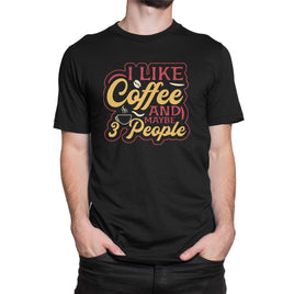I like Coffee And Maybe 3 People Red And Yellow Design Organic Mens T-Shirt