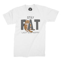 
              Stay Fat Lazy And Happy Funny Cat Design Organic Mens T-Shirt
            