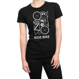 Ride Bike Cycle Parts Design Organic Womens T-Shirt