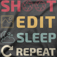 
              Shoot Edit Sleep Repeat Photographer Organic Mens T-Shirt
            
