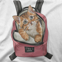 
              Cat Say Cheese In Backpack Organic Womens T-Shirt
            
