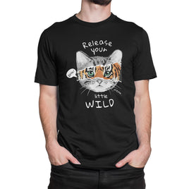 Release Your Little Wild Cat Design Organic Mens T-Shirt