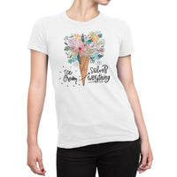 
              Ice Cream Solves Everything Floral Summer Design Organic Womens T-Shirt
            