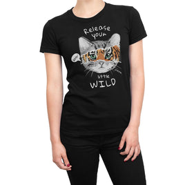 Release Your Little Wild Cat Design Organic Womens T-Shirt