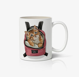 Cat Say Cheese In Backpack Ceramic Mug