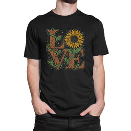 LOVE Sunflower Design Organic Mens T-Shirt