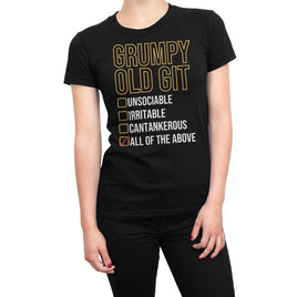 Grumpy Old Git Funny Check List Options Organic Womens T-Shirt