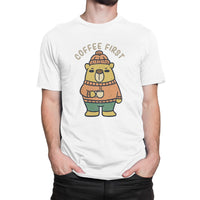 
              Coffee First Bear Design Organic Mens T-Shirt
            